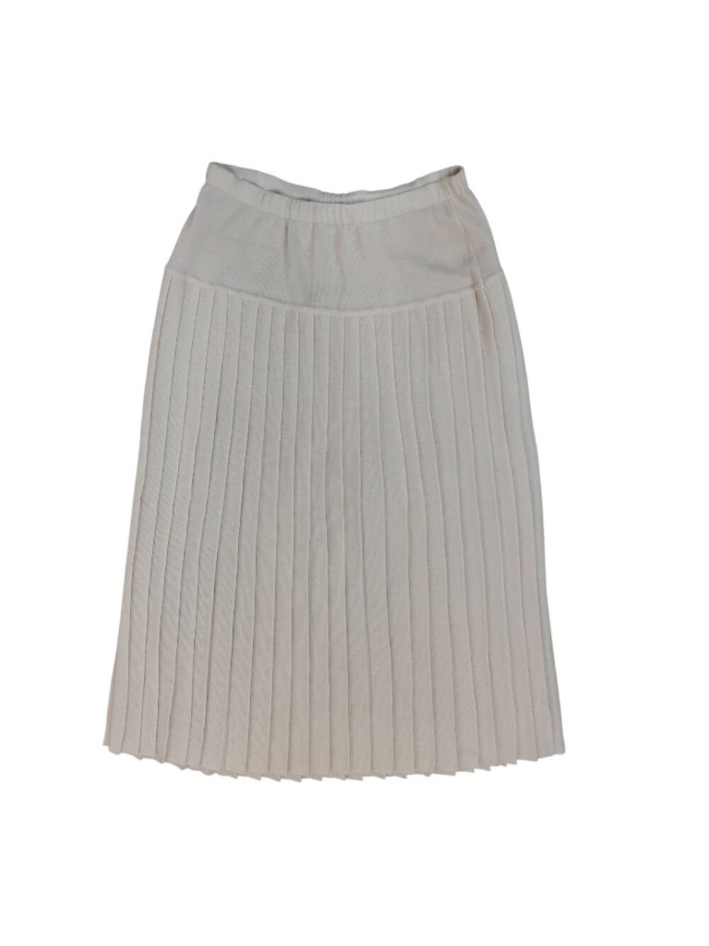Salvatore Ferragamo Women's M Cream Pleated Wool Midi Skirt Made In Italy